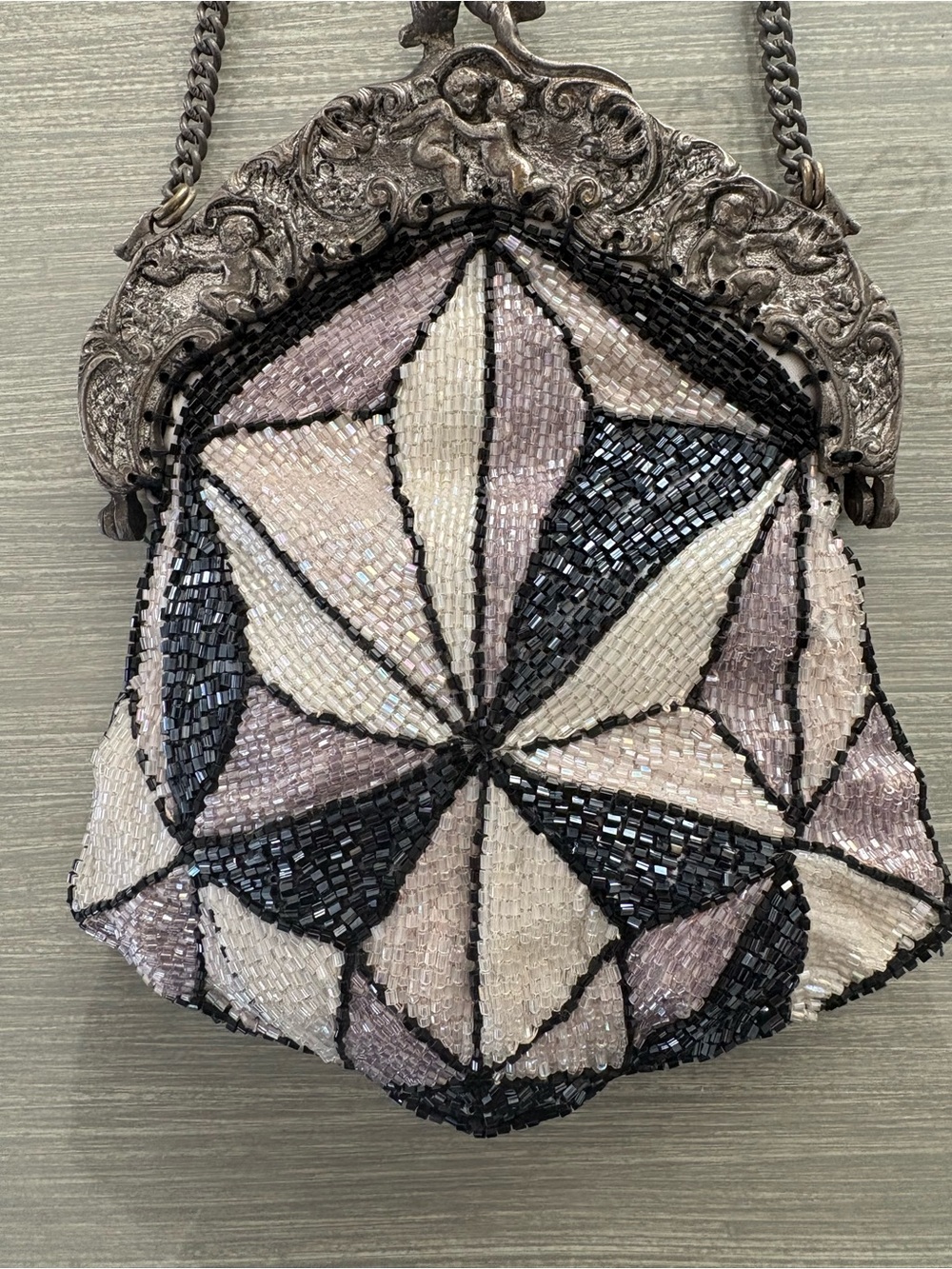 Beaded vintage pucci Evening Clutch with silver chain